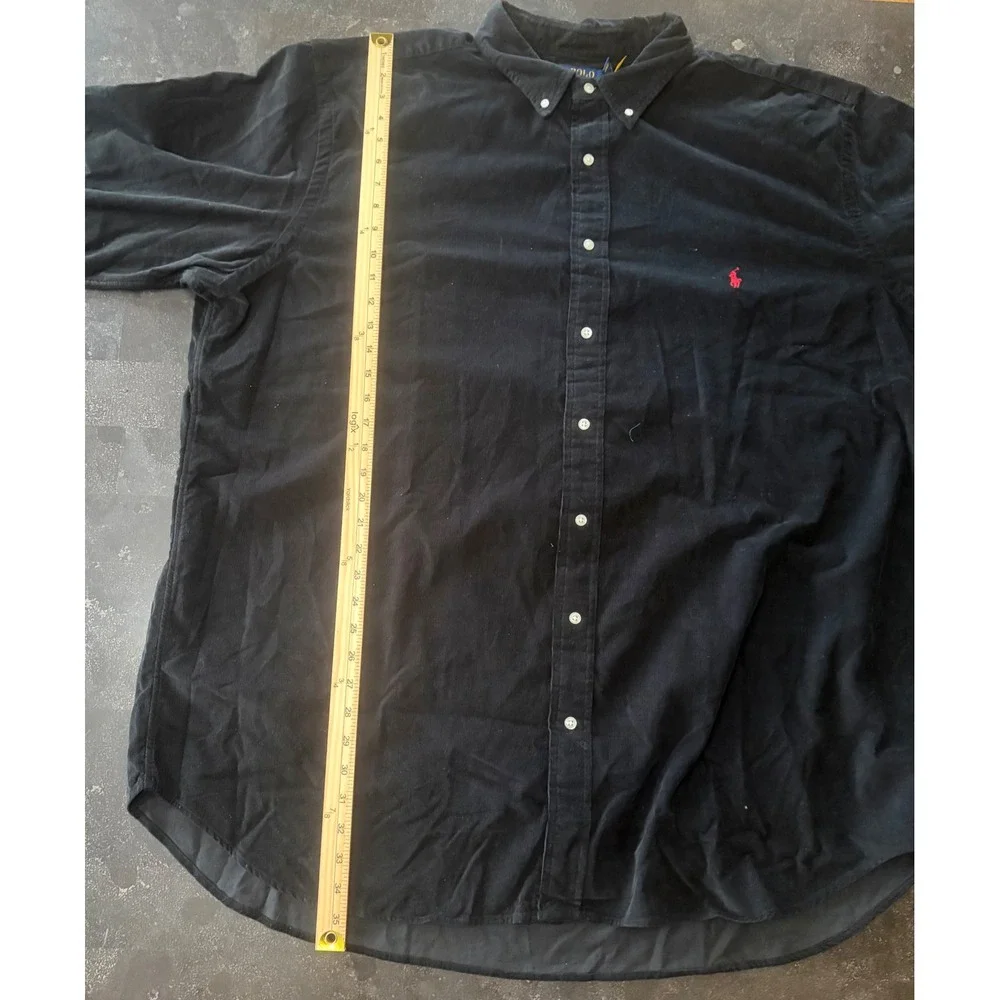 Polo Ralph Lauren Corduroy Shirt Mens 3XLT Black Red Pony Classic Fit Button Up